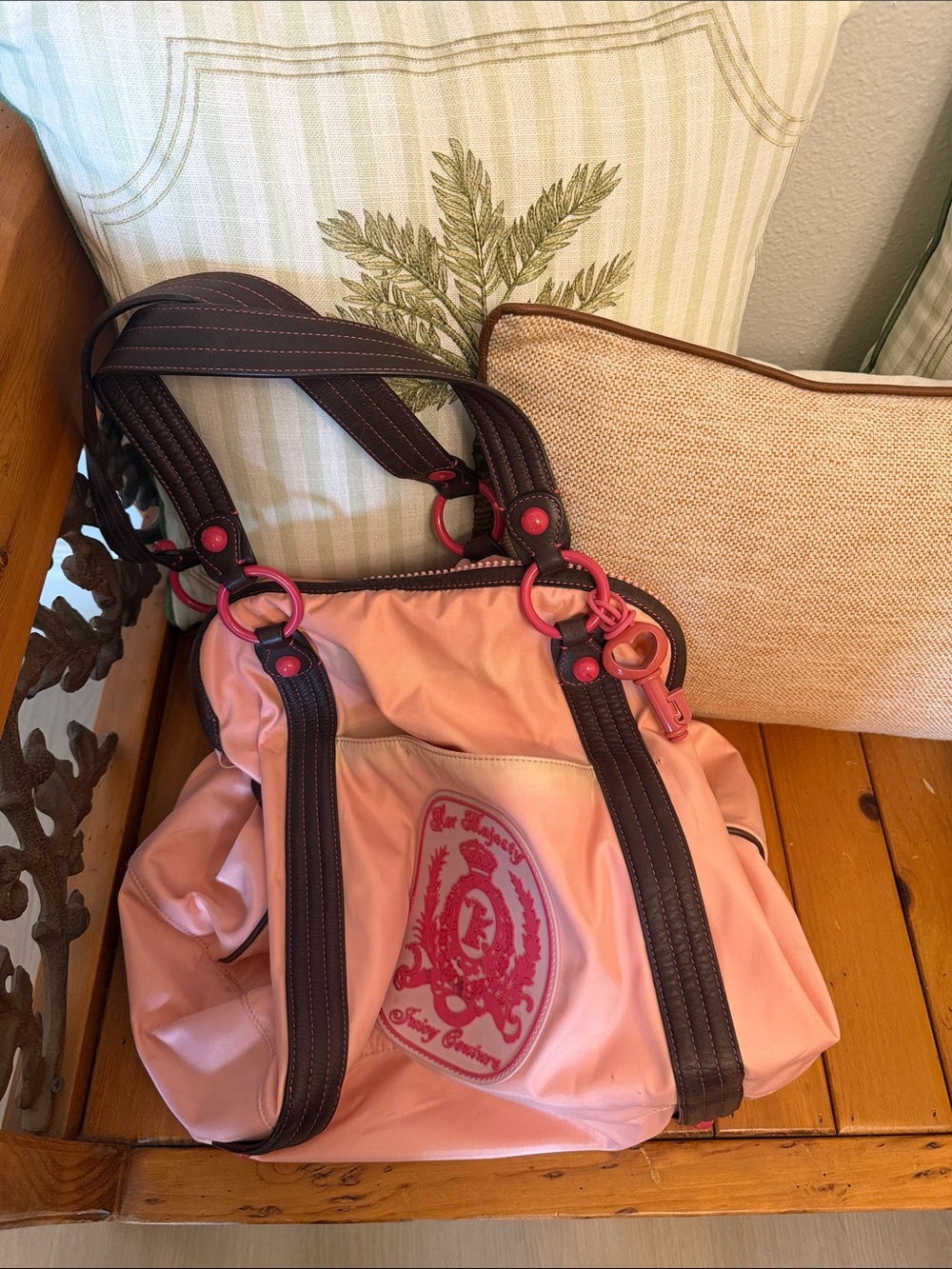 Juicy Couture Pink and Brown Women’s Shoulder Bag - Fashion Crest Accent